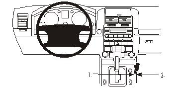 Illustration av instrumentbräda och växelspak för Volkswagen Touareg 03-09.