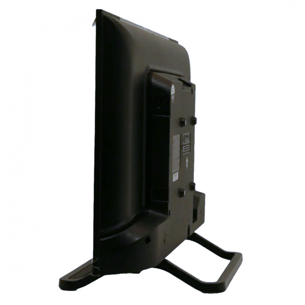 En svart TV med en stödstruktur, designad för husvagn/husbil.