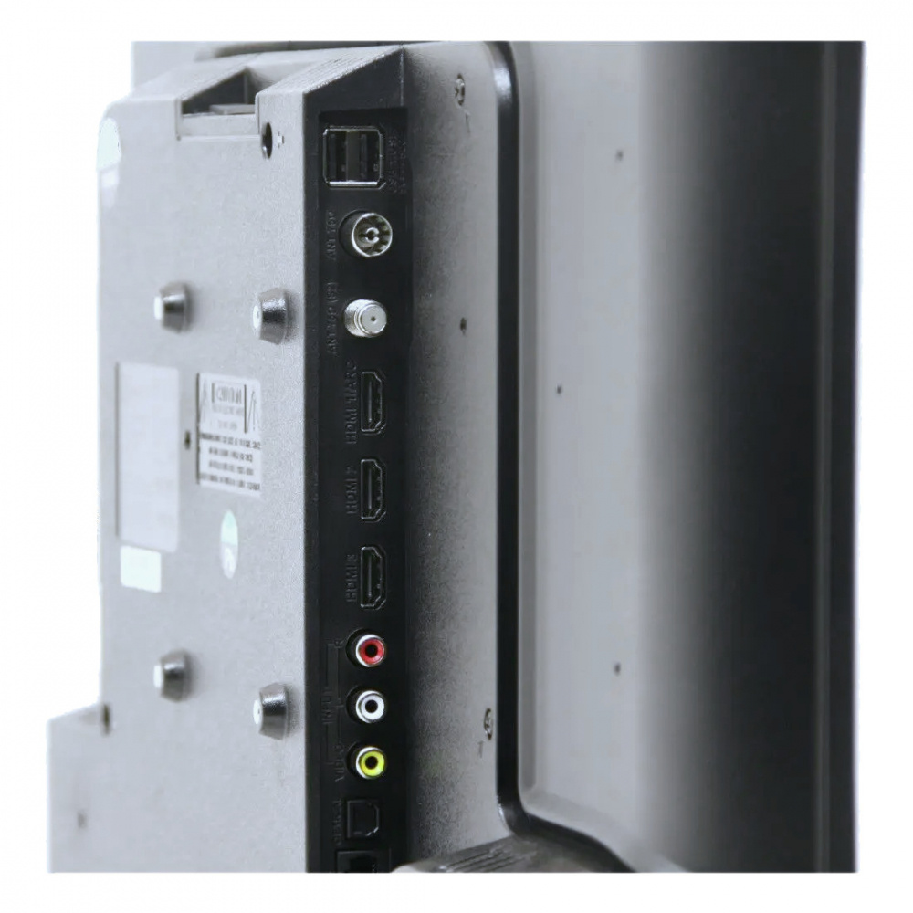 Sidan av en smart-TV med anslutningar för HDMI och ljud.