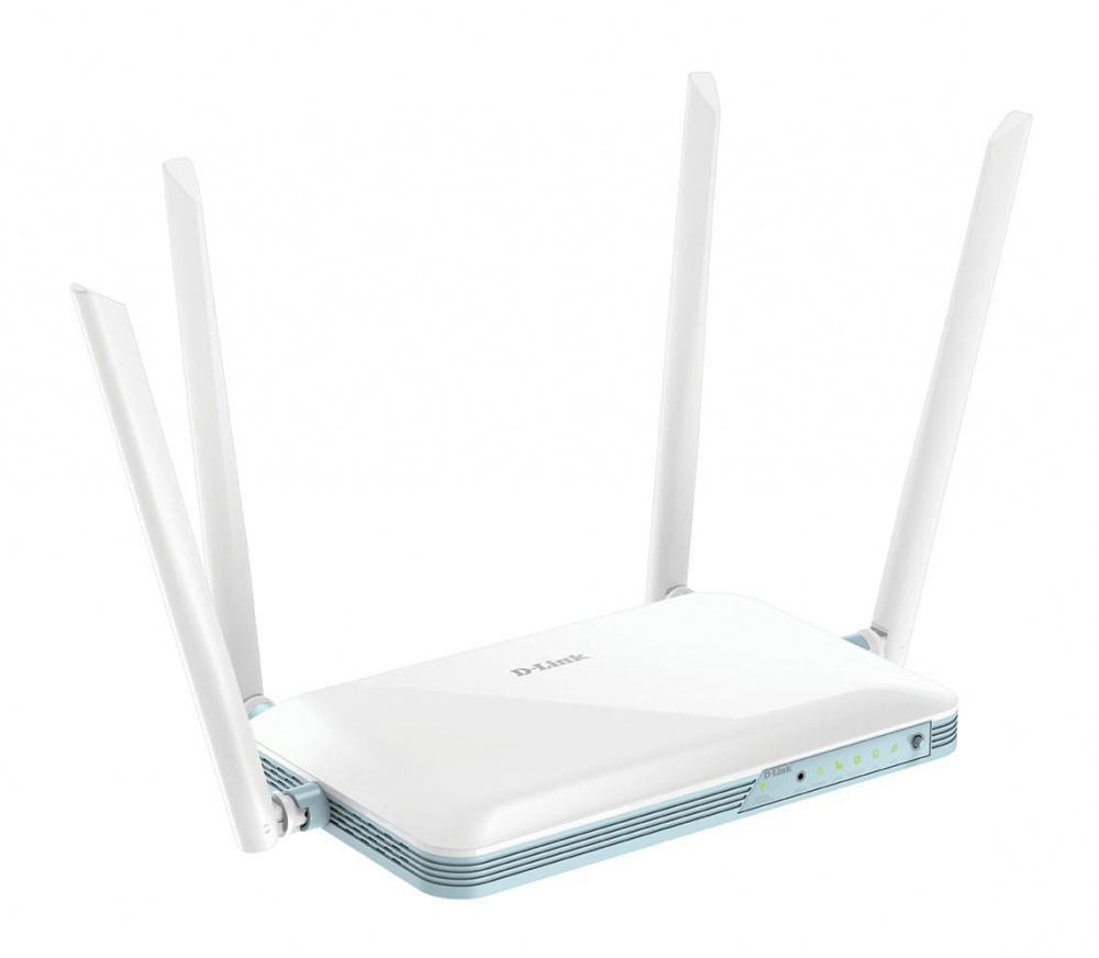 Smart 4G-router med fyra antenner och LED-indikatorer.