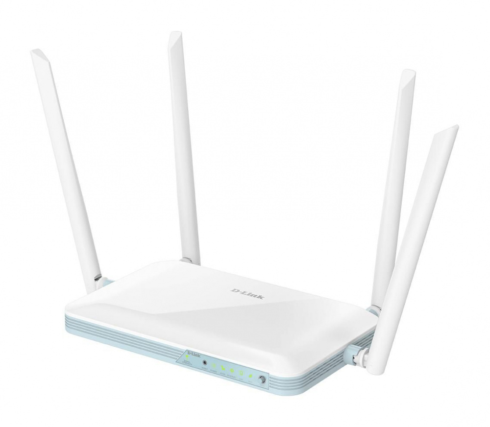 Smart 4G-router med fyra antenner och LED-indikatorer.