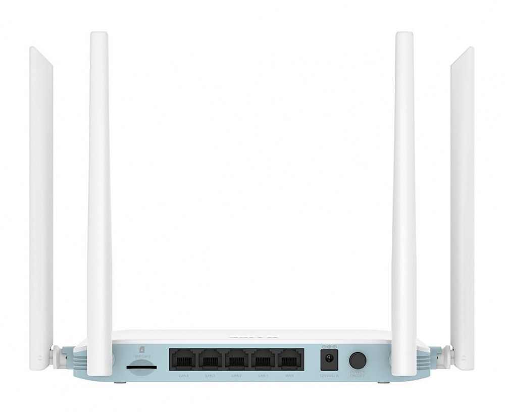 Smart 4G-router med fyra antenner och flera LAN-portar.