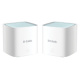 D-Link EAGLE PRO AI AX1500 Mesh System, 2-pack Två vita mesh-routerenheter med D-Link-logga.