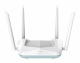 D-Link R15 AX1500, smart router En vit router med fyra antenner och låg profil.