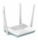 D-Link R15 AX1500, smart router Smart router med fyra antenner, vit och grön design.