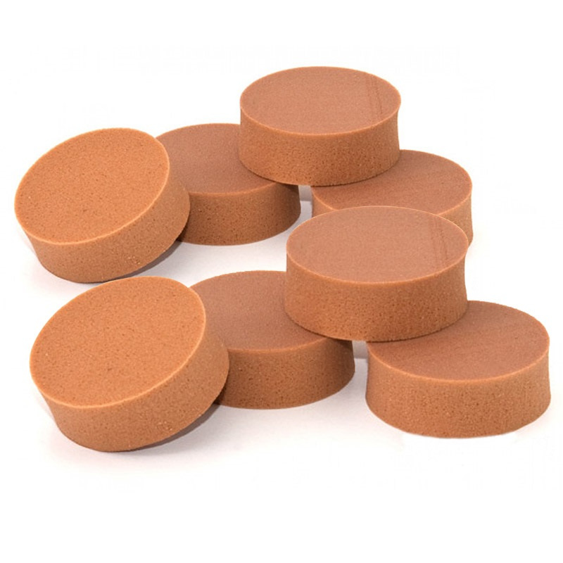 Dämpkuddar i runda formen, bruna, 8 stycken i ett paket.