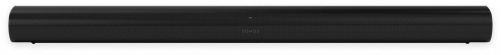 En svart ljudstång med slät design, Sonos Arc med Dolby Atmos.