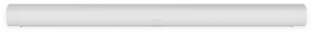 Vit soundbar med elegant design, stöd för Dolby Atmos.