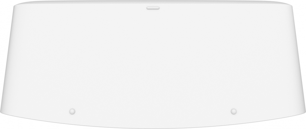 En vit, avlång högtalare med rundad form på ovansidan.