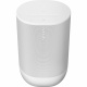 Sonos Move 2 bärbar högtalare med Bluetooth och Wi-Fi, vit Bärbar vit högtalare med Bluetooth och Wi-Fi, rund design.