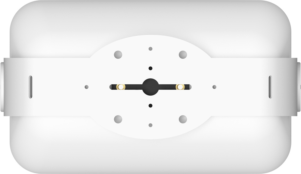 Vita utomhushögtalare från Sonos och Sonance, vit och minimalistisk design.