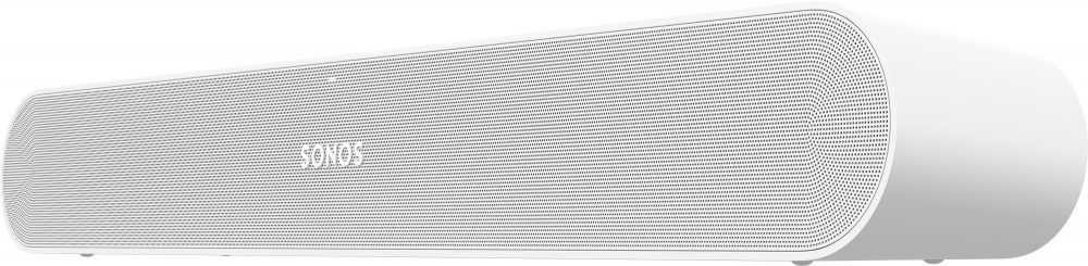 Kompatkt vit soundbar med snygg design och ljudförbättring.