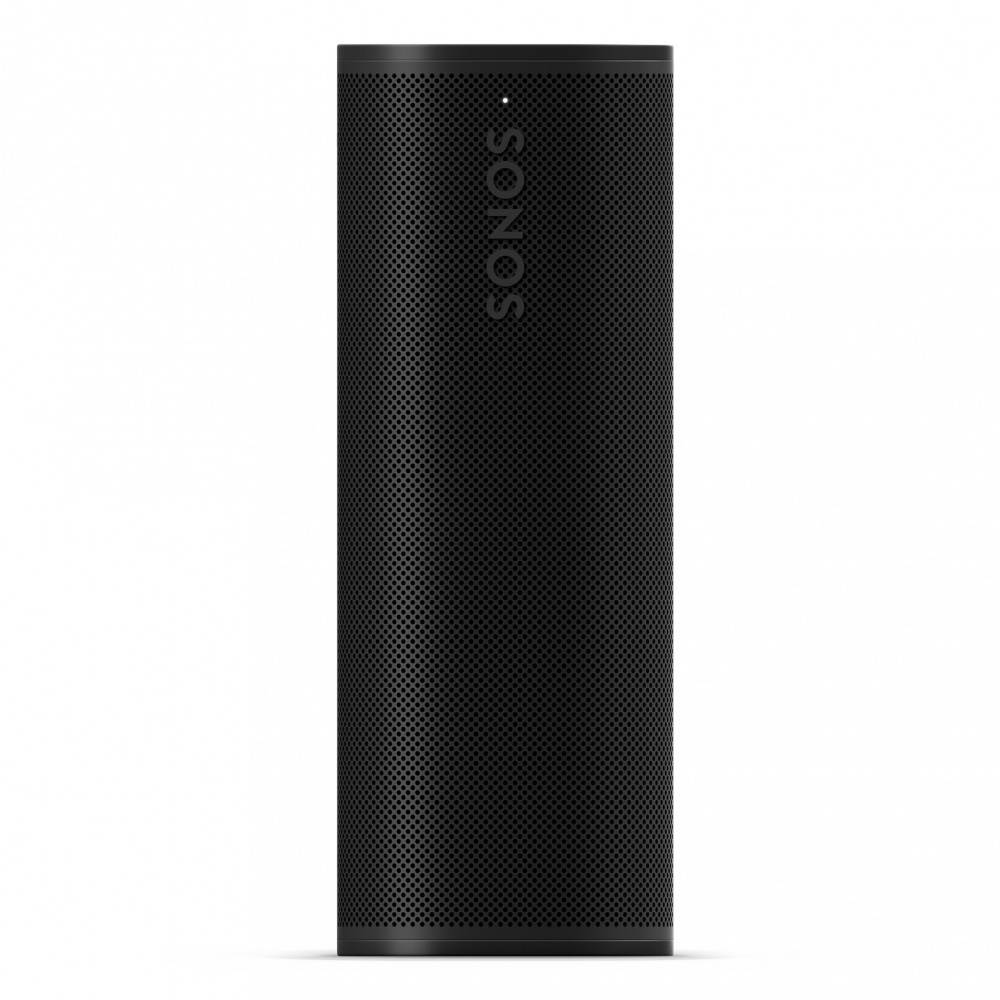 En svart bärbar högtalare med Bluetooth och Wi-Fi.