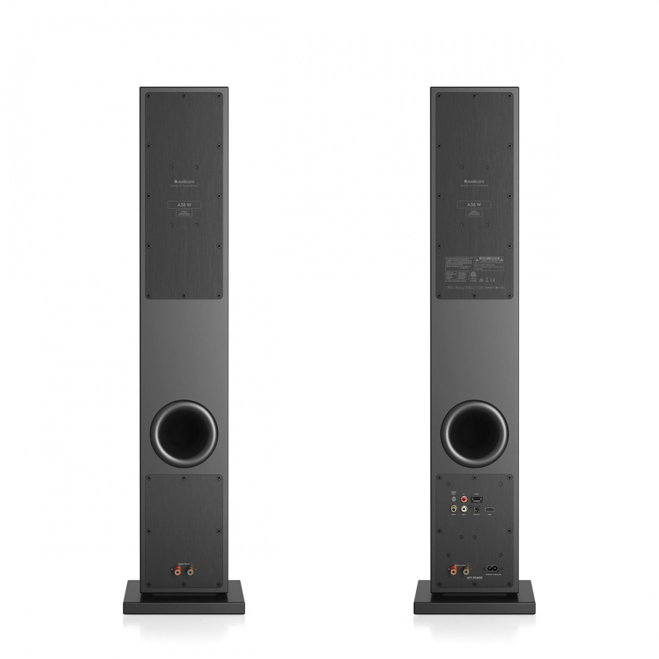 Audio Pro A38 W aktiva golvhögtalare med Wi-Fi, svart