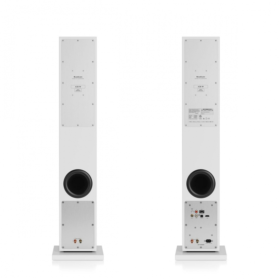 Audio Pro A38 W aktiva golvhögtalare med Wi-Fi, vit