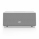 Audio Pro Drumfire D-2 Wifi-högtalare med Google Cast & AirPlay 2, vit Vit högtalare med gallerframsida och minimalistisk design.