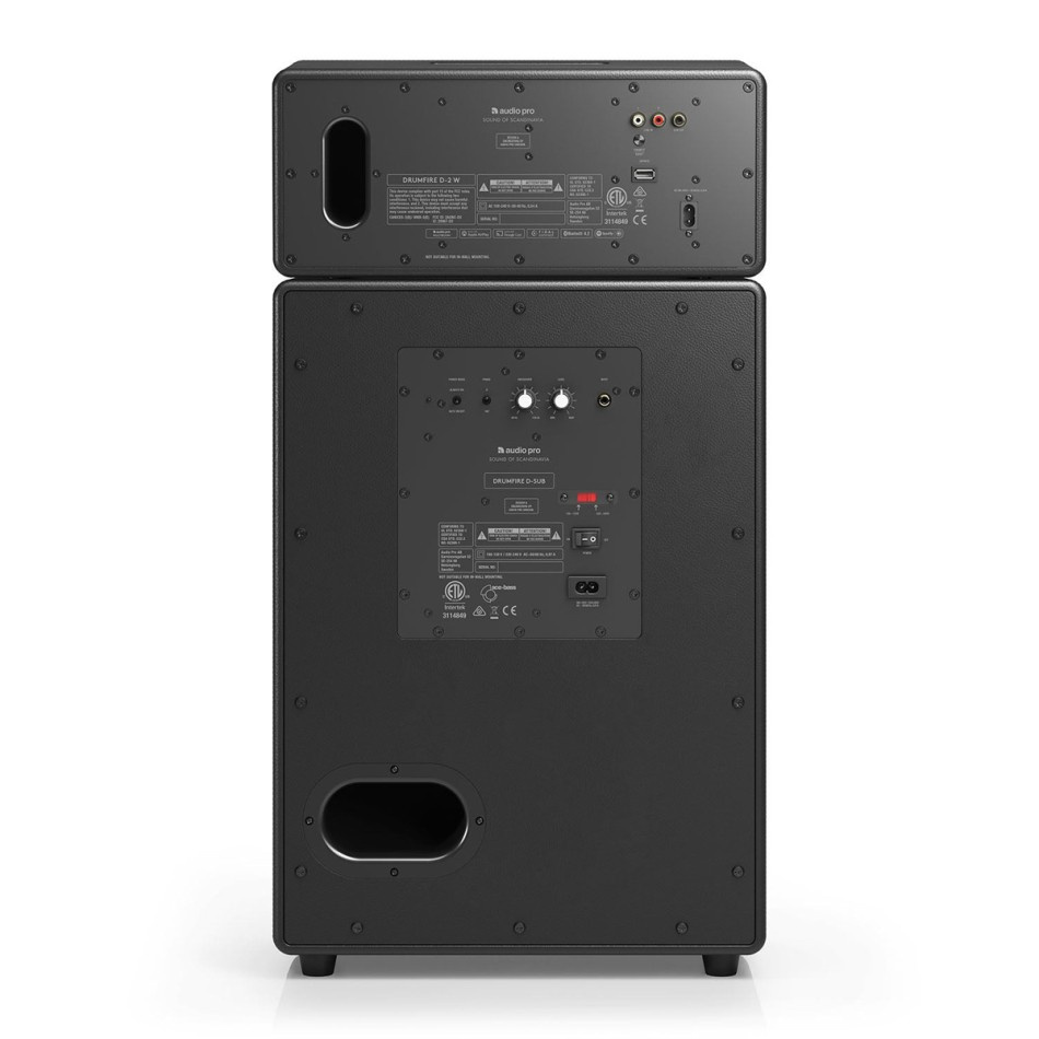 Audio Pro Drumfire II W Wi-Fi-högtalare med Google Cast & AirPlay 2, svart