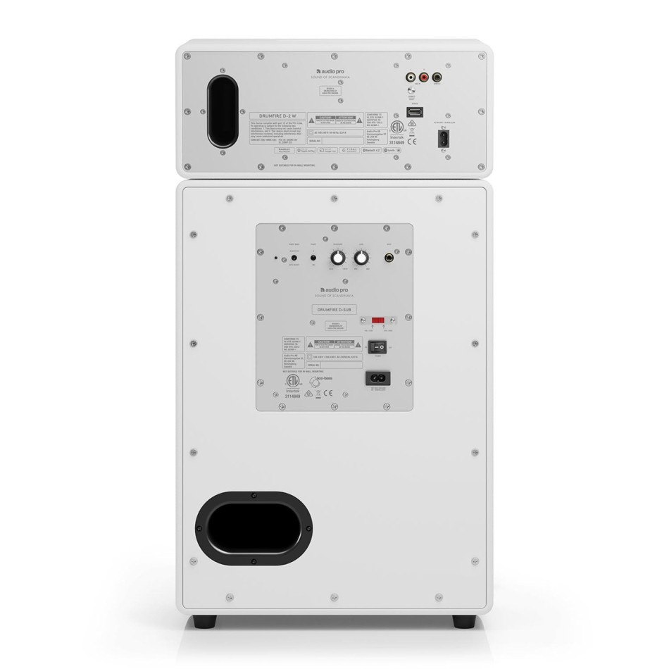 Audio Pro Drumfire II W Wi-Fi-högtalare med Google Cast & AirPlay 2, vit