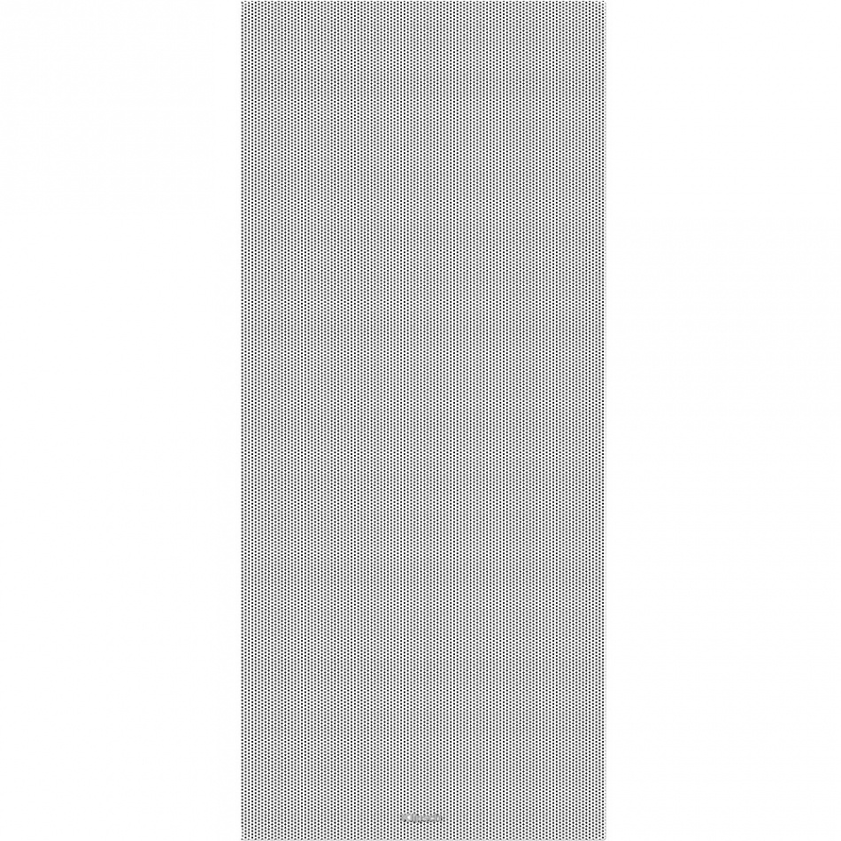 Väggmonterad högtalardel i vitt med ett galler och minimalistisk design.