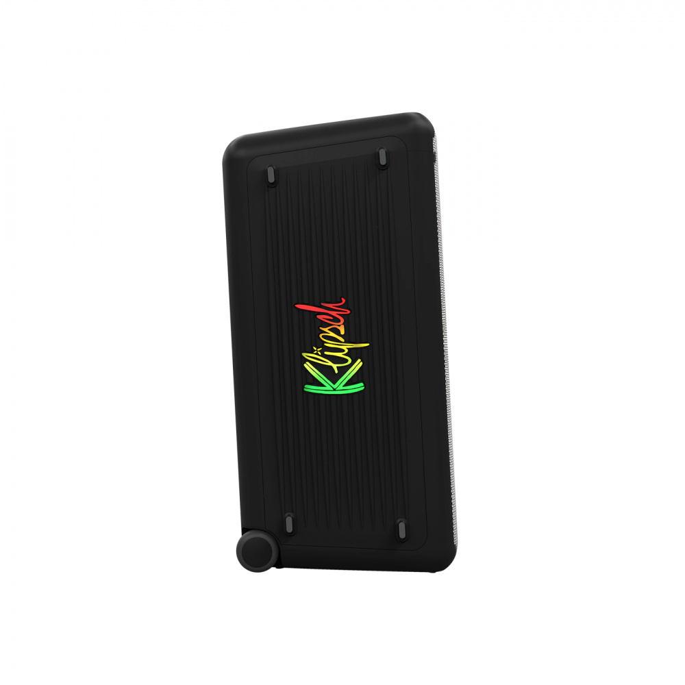 Tung partyhögtalare med mikrofon, Bluetooth och tydlig design.