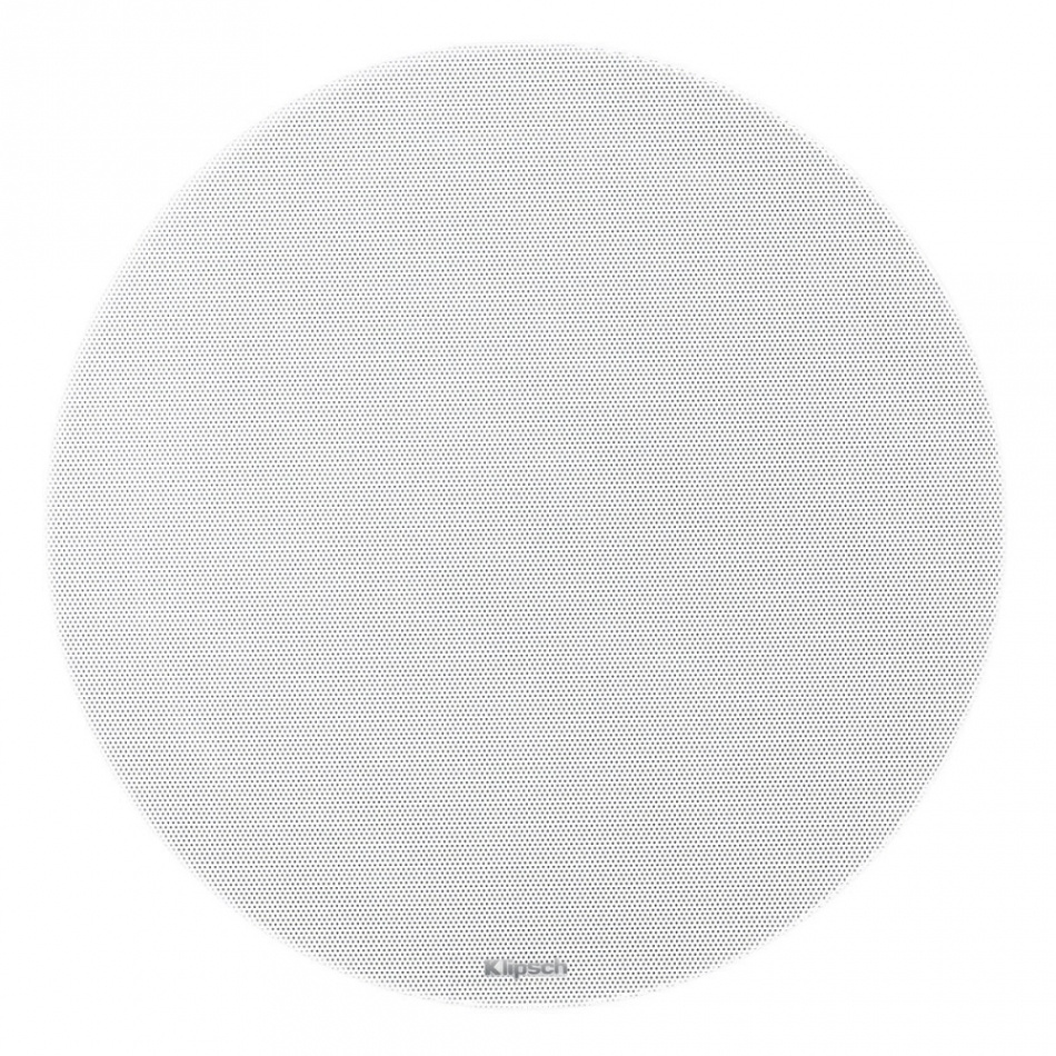 Grill för takhögtalare, rund och vit, med låg väggprofil.