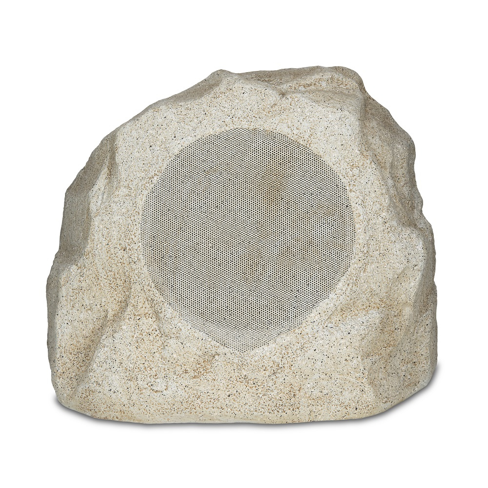 Utomhushögtalare med stenliknande design för diskret ljudåtergivning.