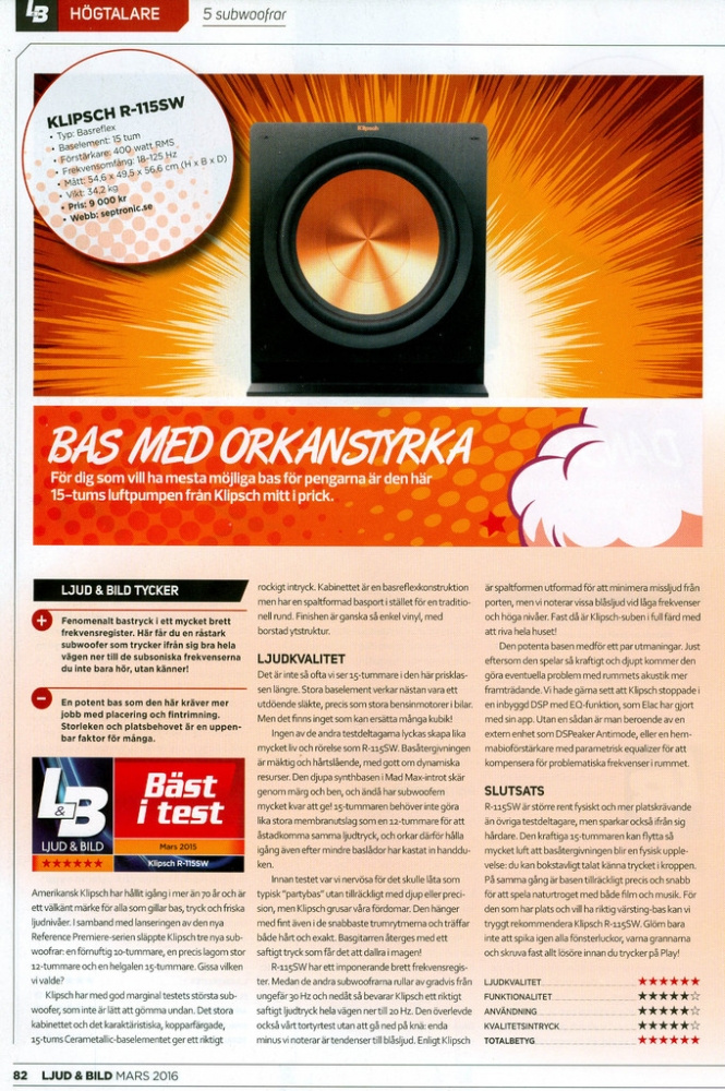 Klipsch R-115SW Subwoofer