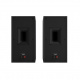 Klipsch R-60M stativhögtalare, svart Svarta stativhögtalare med rektangulär form och anslutningsportar baktill.