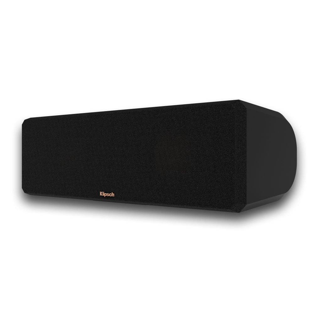 Svart högtalare från Klipsch med en modern design för hemmabio.