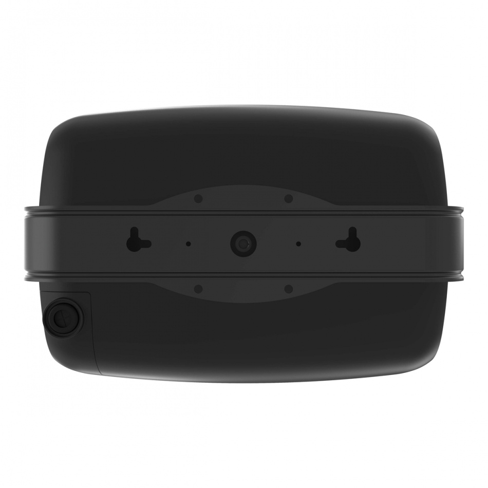 Svarta utomhushögtalare med en slät, modern design.