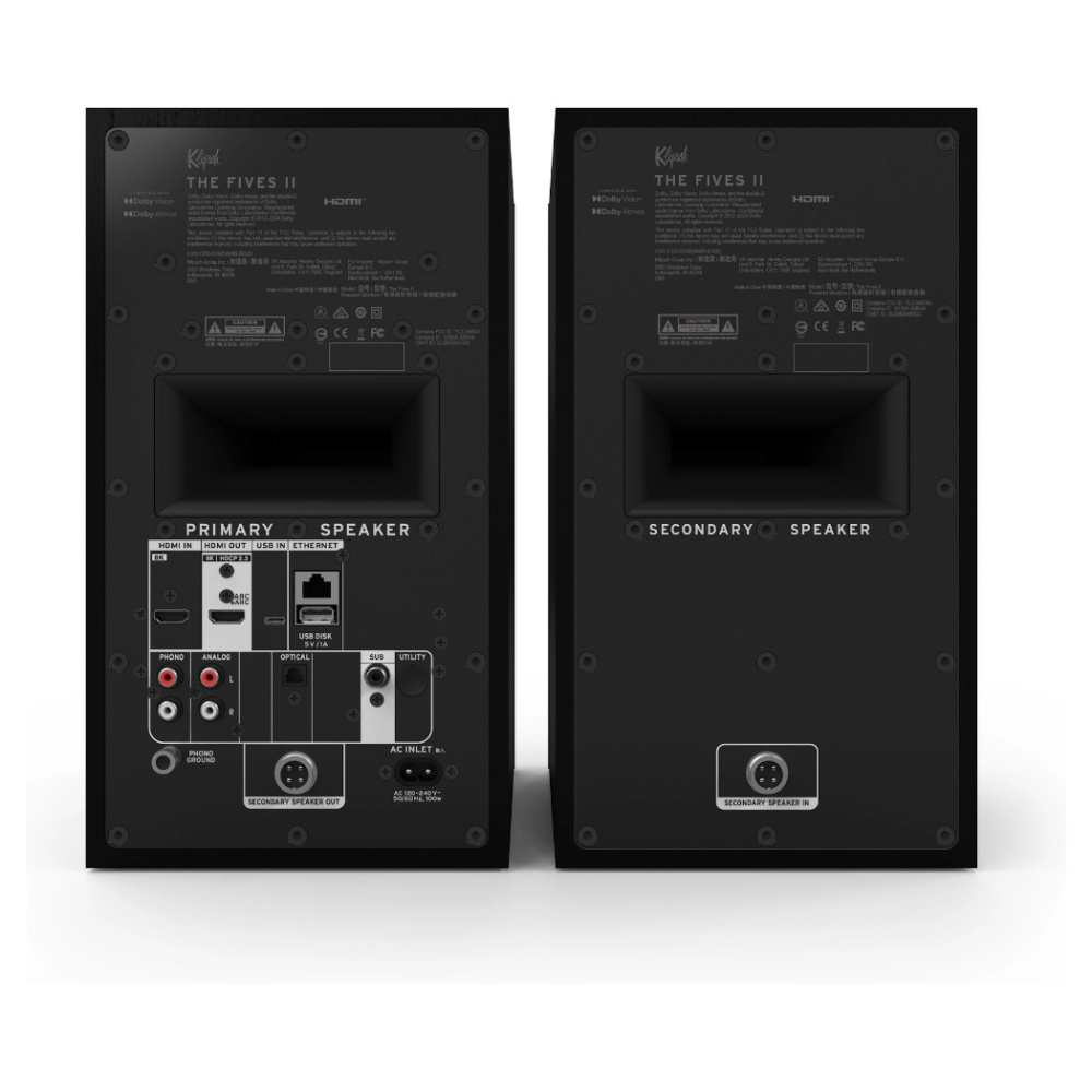 Klipsch The Fives II aktiva streaminghögtalare med HDMI & Dolby Atmos, svart par