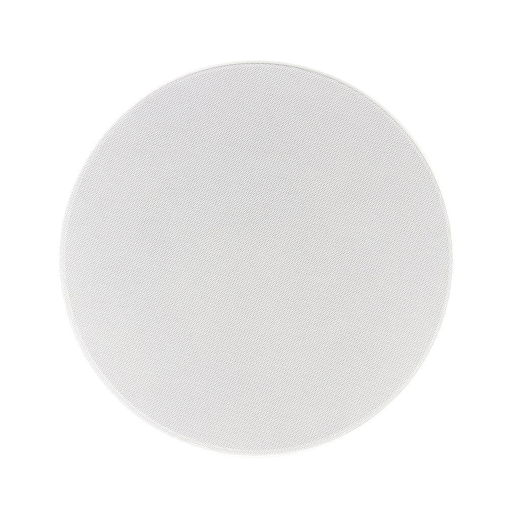Rund inbyggnadshögtalare med vit grill, avsedd för takmontering.