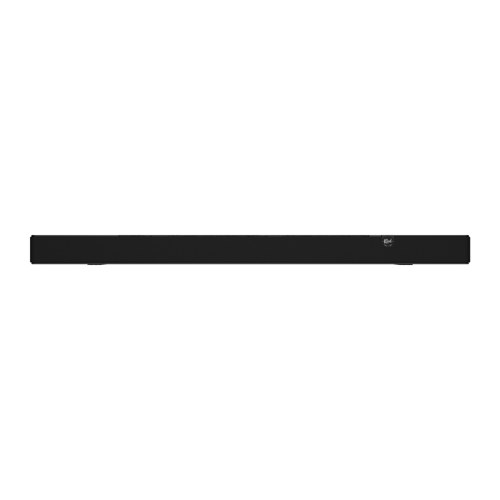 Svart soundbar, slimmad design, stöd för Dolby Atmos.