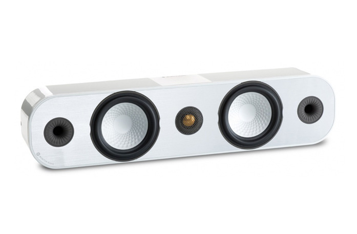 Ljudhögtalare med modern design och två basar samt en diskant.