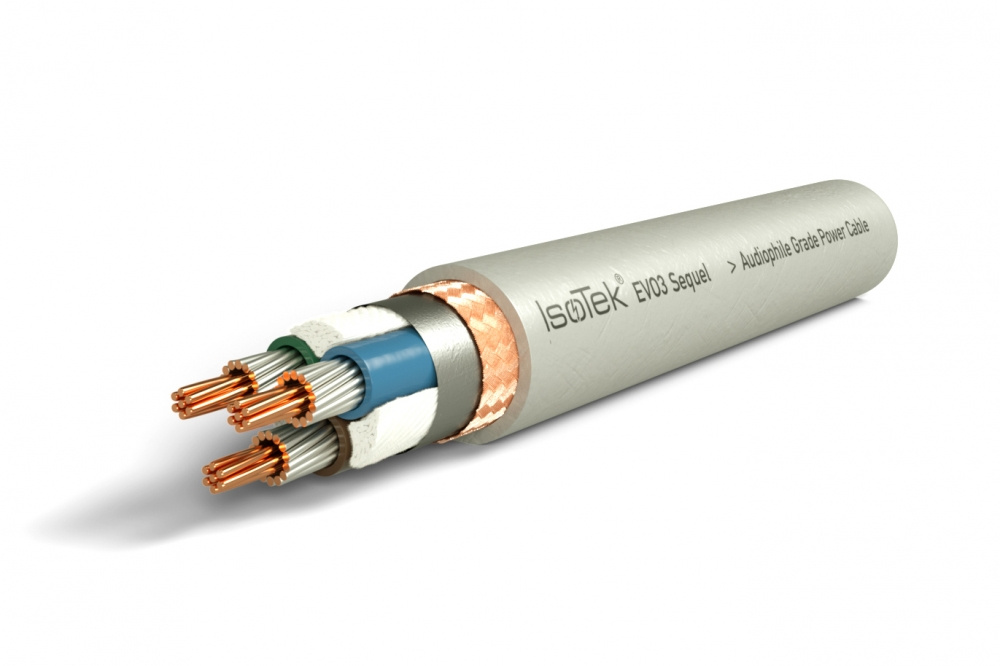 Ett avskalat el-kabel med flera ledare, designad för audio högkvalitativ strömförsörjning.