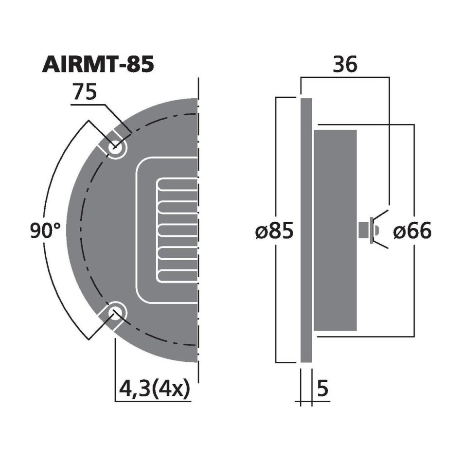 Monacor AIRMT-85, AMT-banddiskant, 4 ohm
