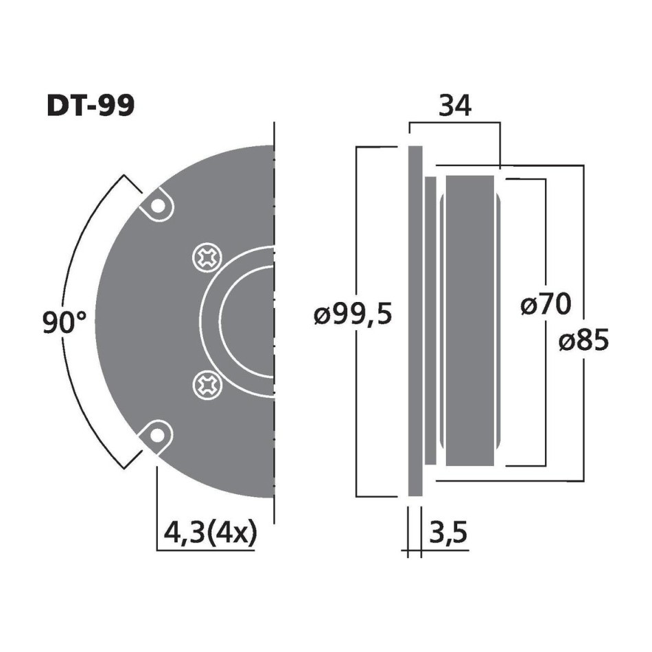 Monacor DT-99, silk dome-diskant, 8 ohm