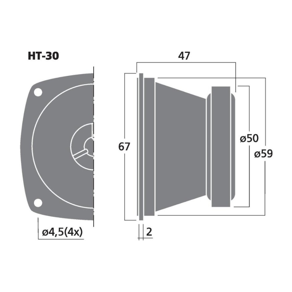 Monacor HT-30, kompakt horndiskant, 8 ohm