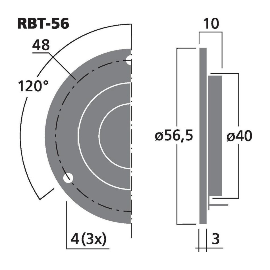 Monacor RBT-56, kompakt banddiskant, 4 ohm