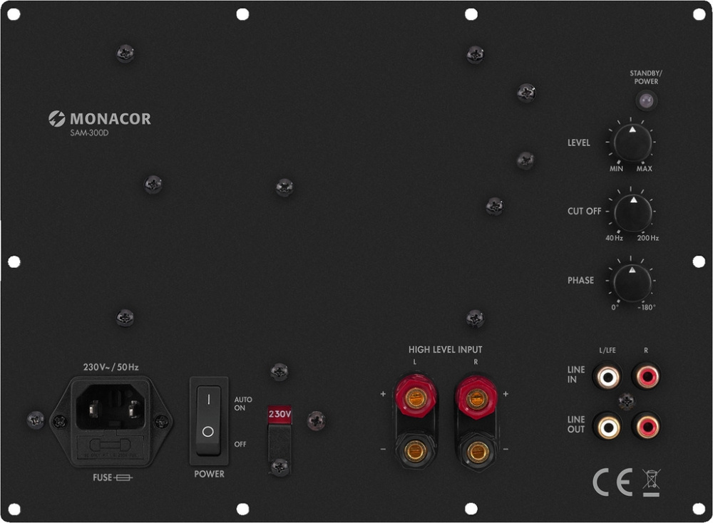 Monacor SAM-300D inbyggnadsförstärkare för subwoofer