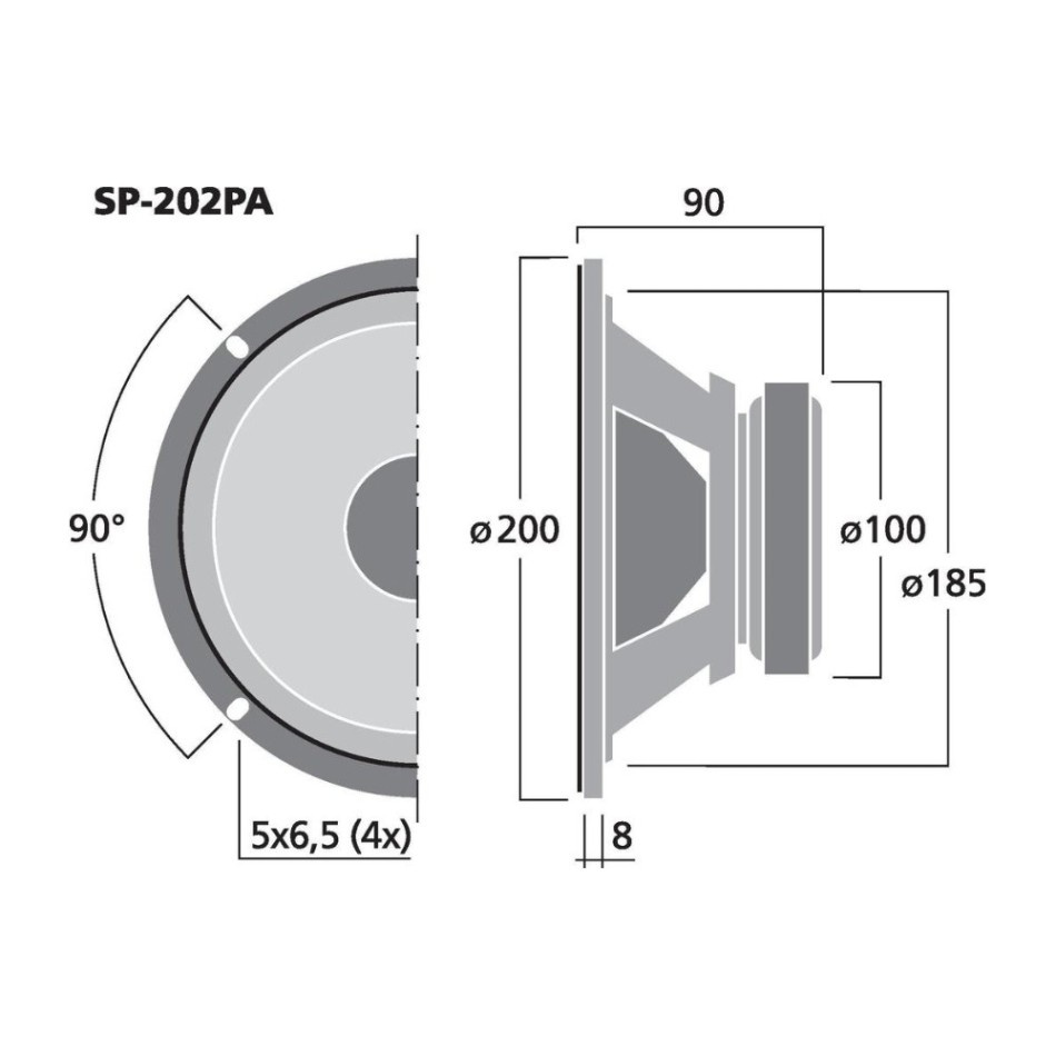 Monacor SP-202PA, 8-tums bas/mellanregister, 8 ohm