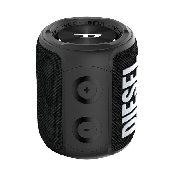 Bärbar svart Bluetooth-högtalare med 14 timmars batteritid.