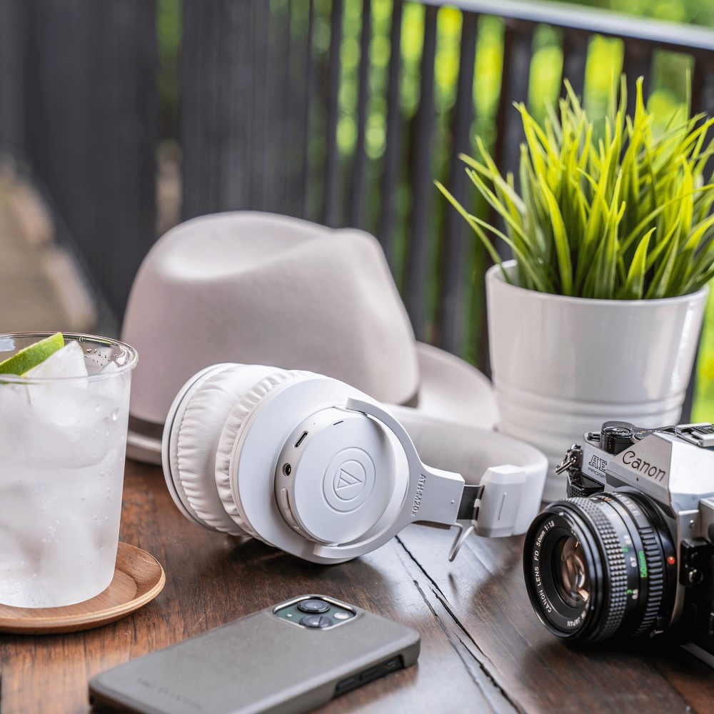 Audio Technica ATH-M20xBT, trådlösa over-ear hörlurar, vit