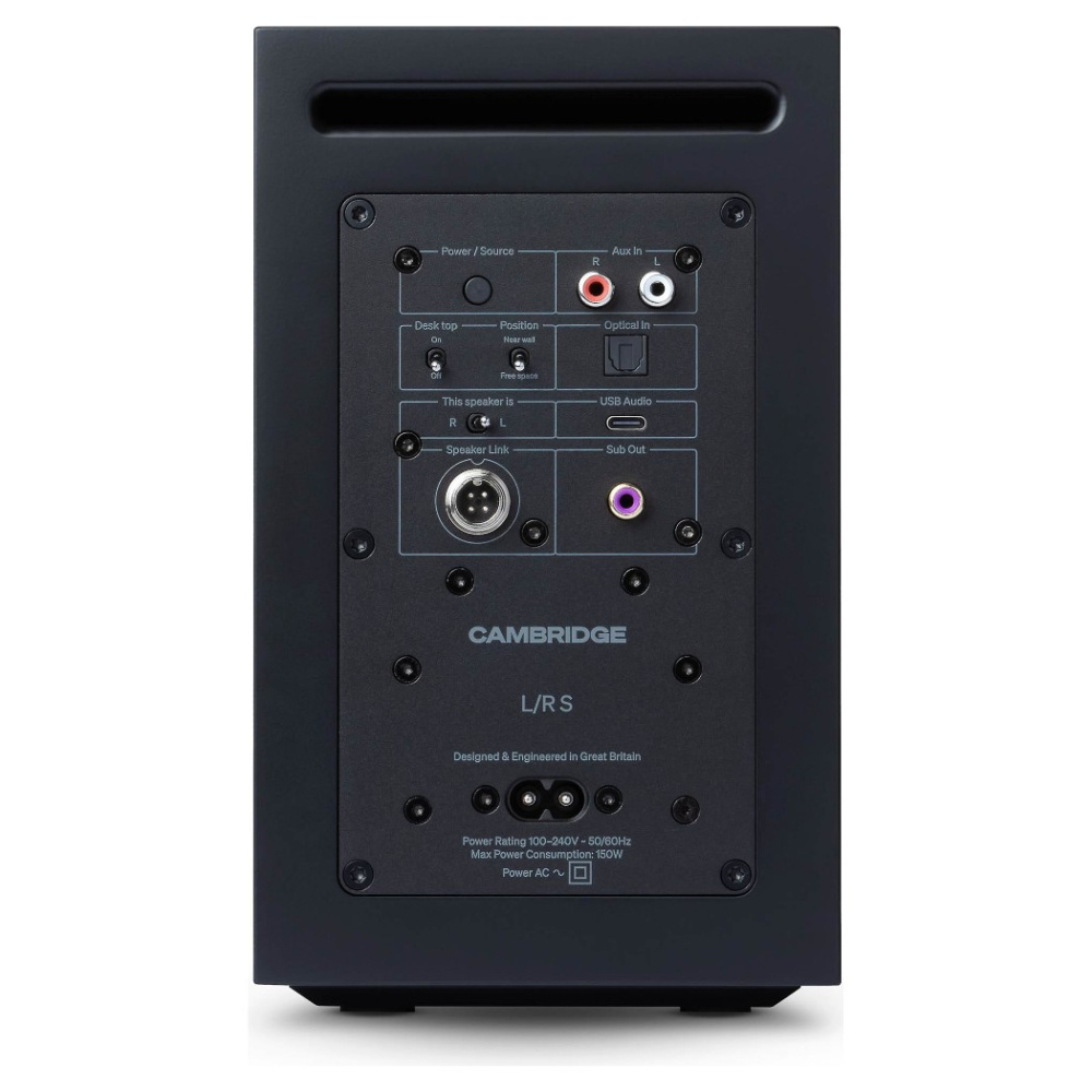 Cambridge Audio L/R S kompakta aktiva stereohögtalare, svart par