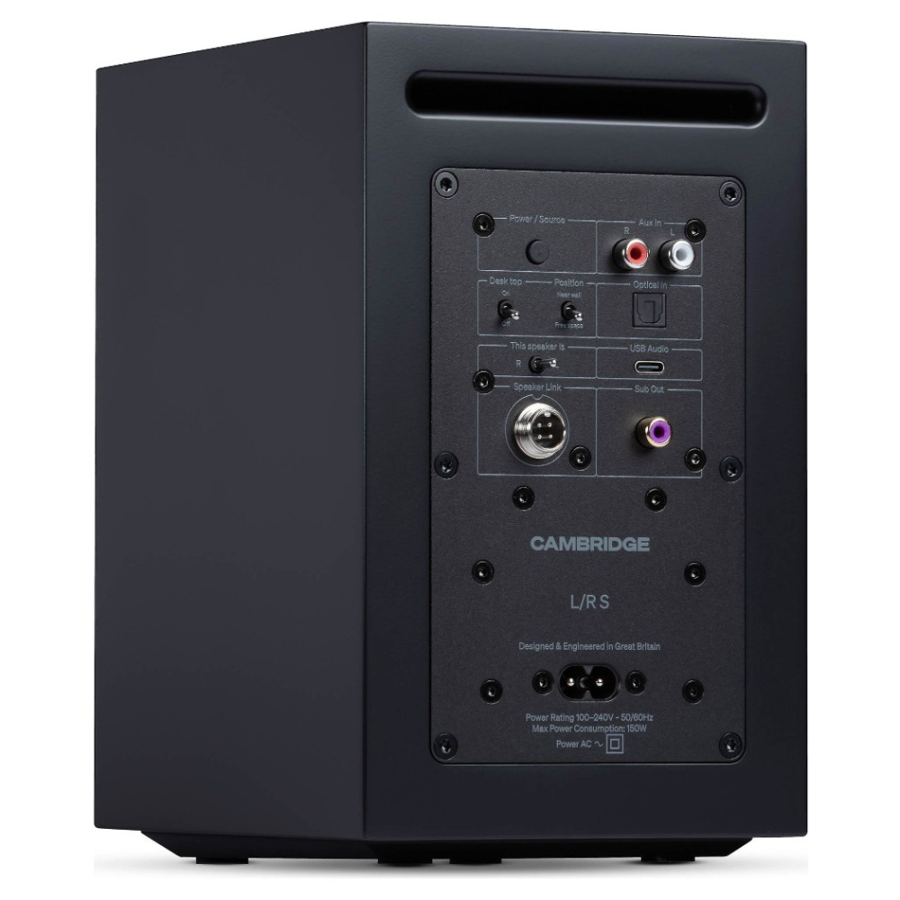 Cambridge Audio L/R S kompakta aktiva stereohögtalare, svart par
