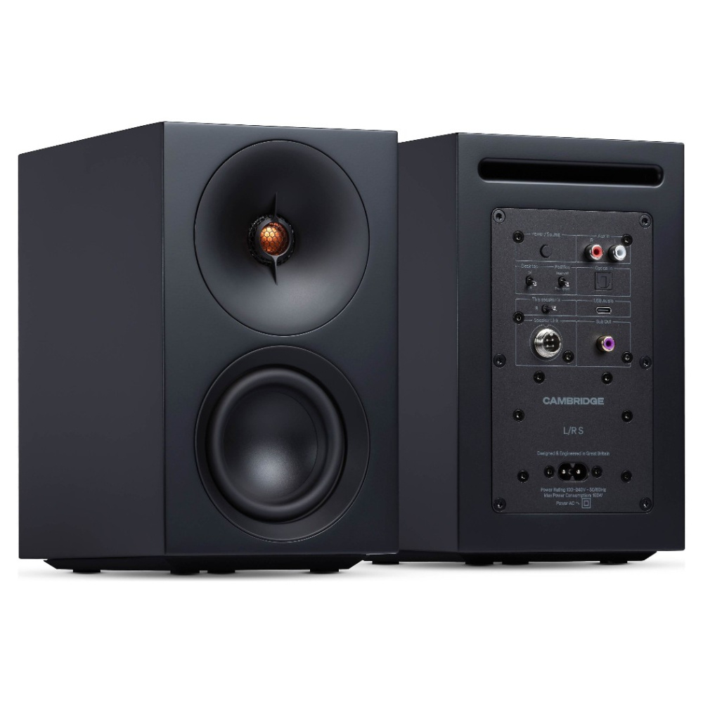 Cambridge Audio L/R S kompakta aktiva stereohögtalare, svart par
