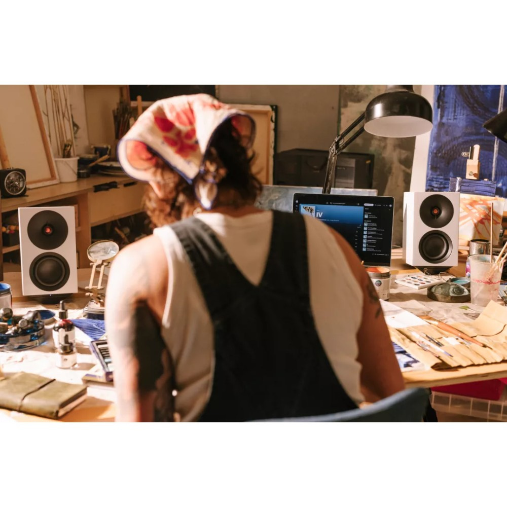 Cambridge Audio L/R S kompakta aktiva stereohögtalare, vitt par
