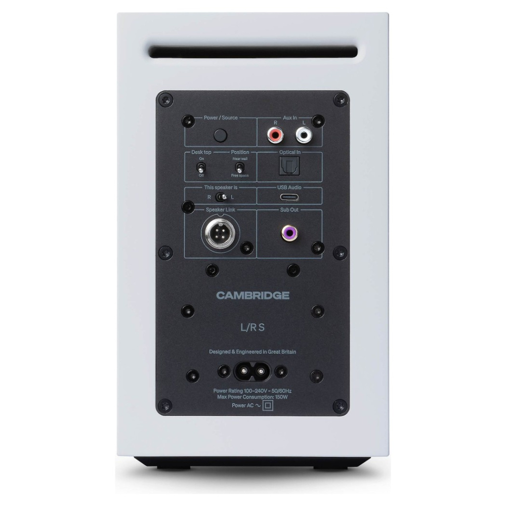 Cambridge Audio L/R S kompakta aktiva stereohögtalare, vitt par