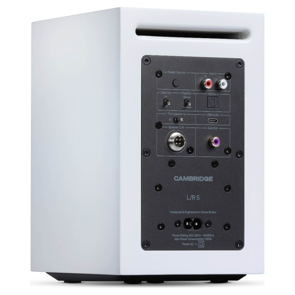 Cambridge Audio L/R S kompakta aktiva stereohögtalare, vitt par