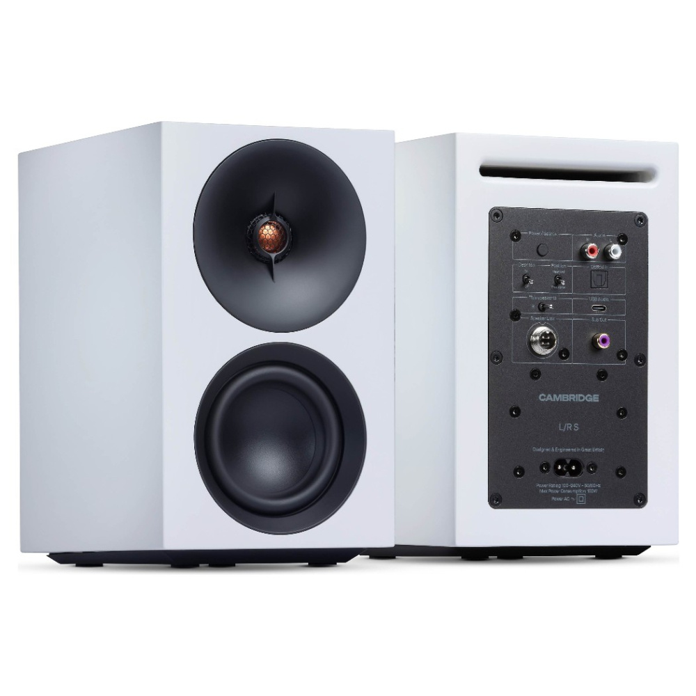 Cambridge Audio L/R S kompakta aktiva stereohögtalare, vitt par